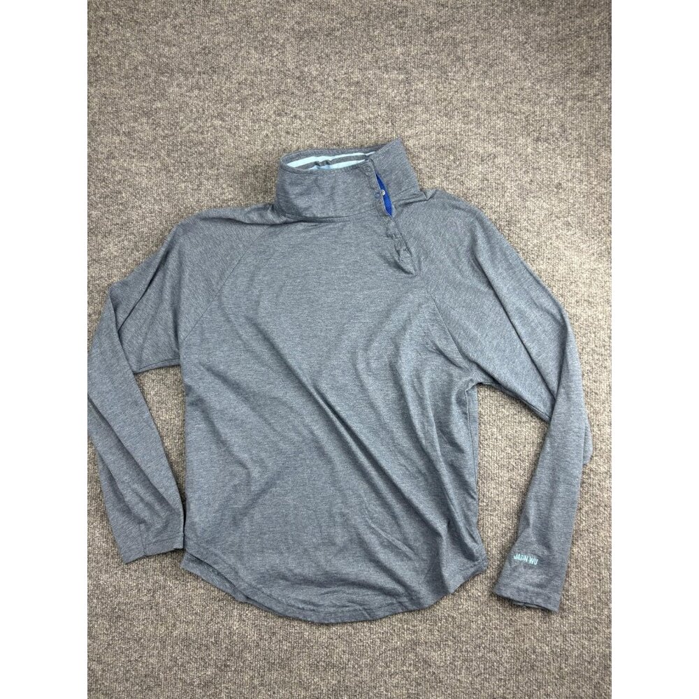 Jason Wu EVA Air Pullover Mens Medium Gray Snap Collar Long Sleeve‎ Travel Shirt